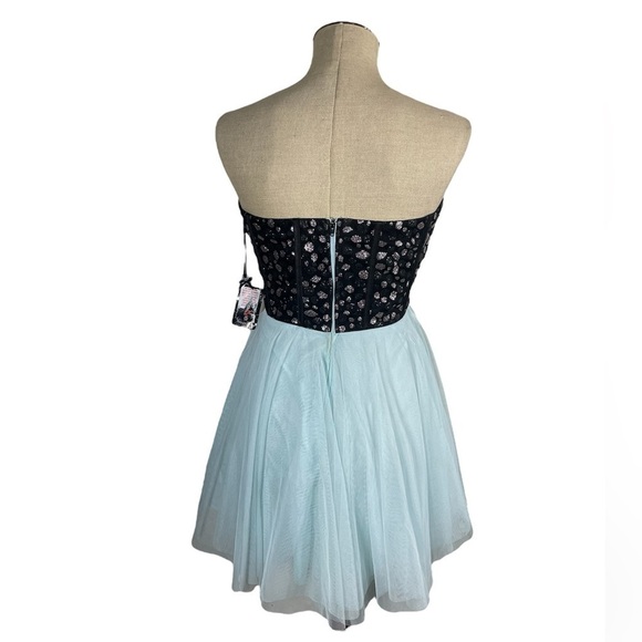 NWT Nights By Teeze Me Black & Teal Sleeveless Semi Formal Cocktail Homecoming - Picture 2 of 5